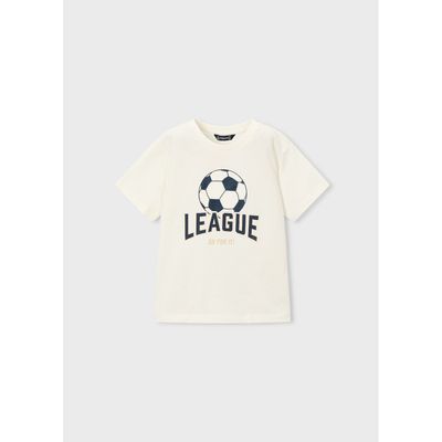 WHITE TSHIRT NAVY SOCCER BALL PRINT -LEAGUE / 3074-069