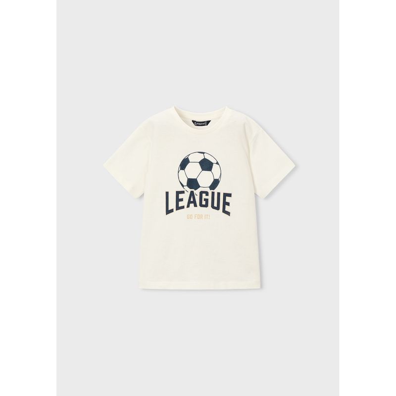 WHITE TSHIRT NAVY SOCCER BALL PRINT -LEAGUE / 3074-069