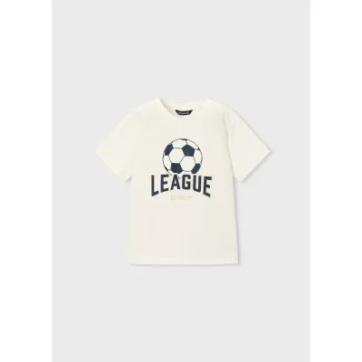 WHITE TSHIRT NAVY SOCCER BALL PRINT -LEAGUE / 3074-069