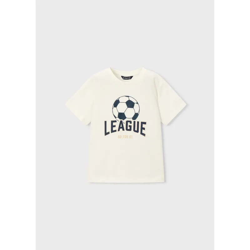 WHITE TSHIRT NAVY SOCCER BALL PRINT -LEAGUE / 3074-069