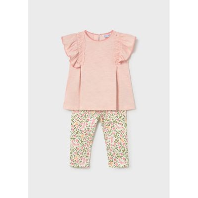 2PC ROSE & FLORAL LEGGING SET FLOUNCE TRIM / 1748-034