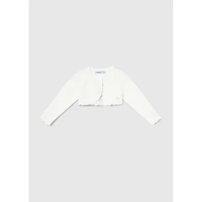 OFF WHITE KNIT BOLERO CARDIGAN EDGE TRIM / 306-084