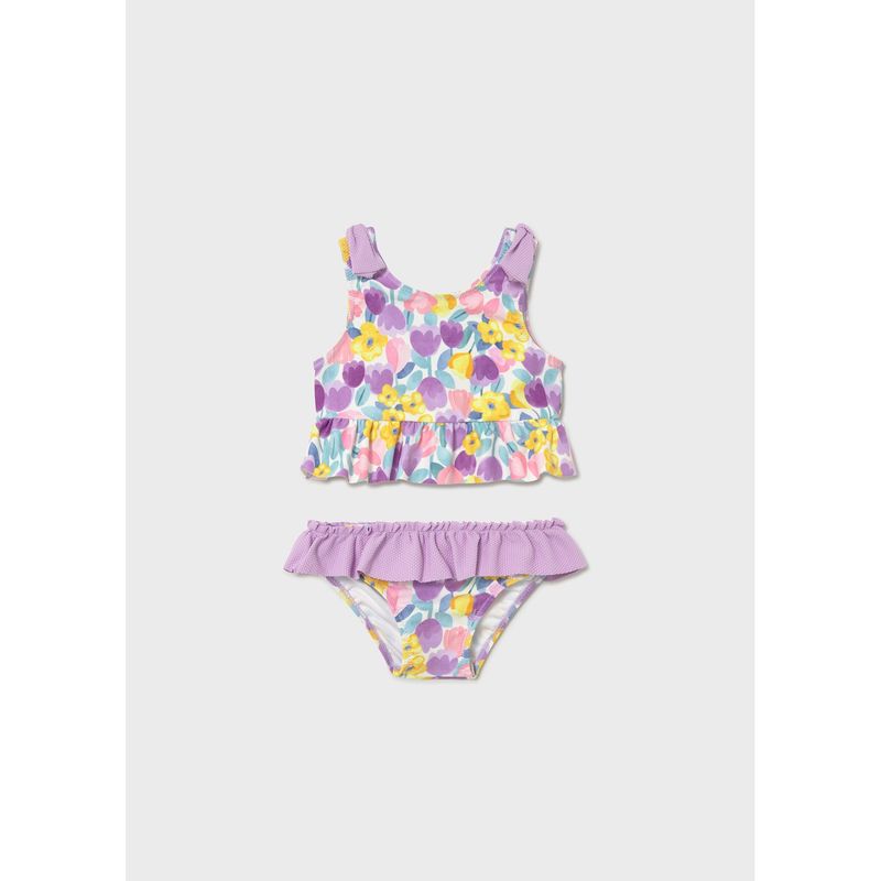 2PC LILAC FLORAL PRINT SWIMSUIT / 1655-024