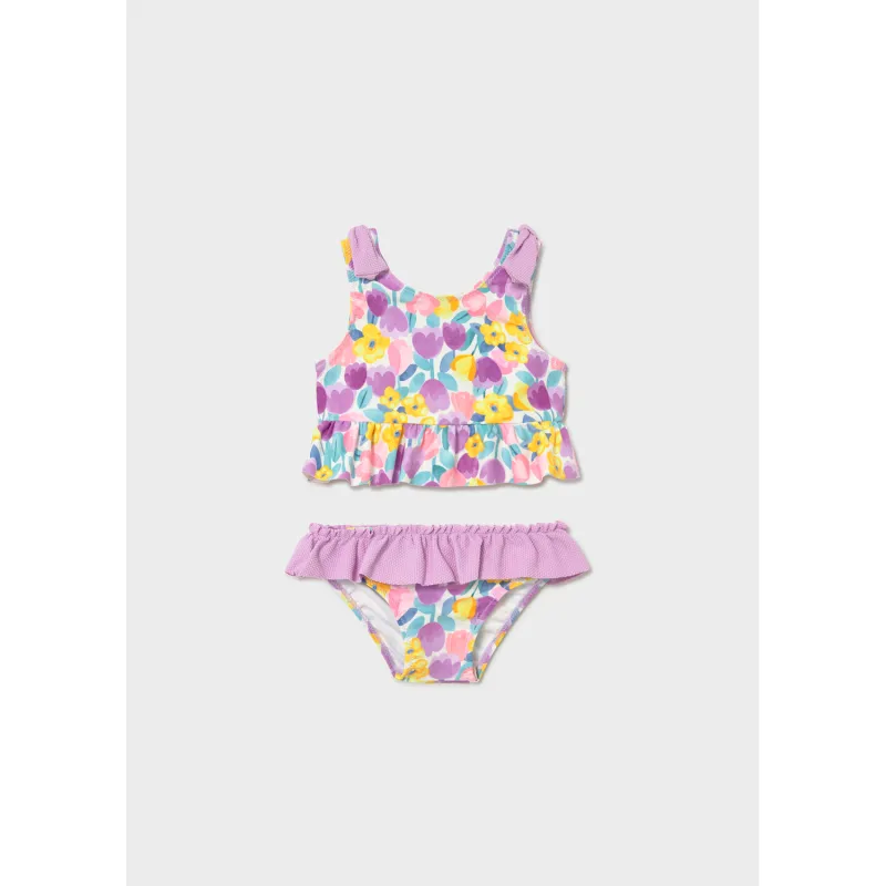 2PC LILAC FLORAL PRINT SWIMSUIT / 1655-024