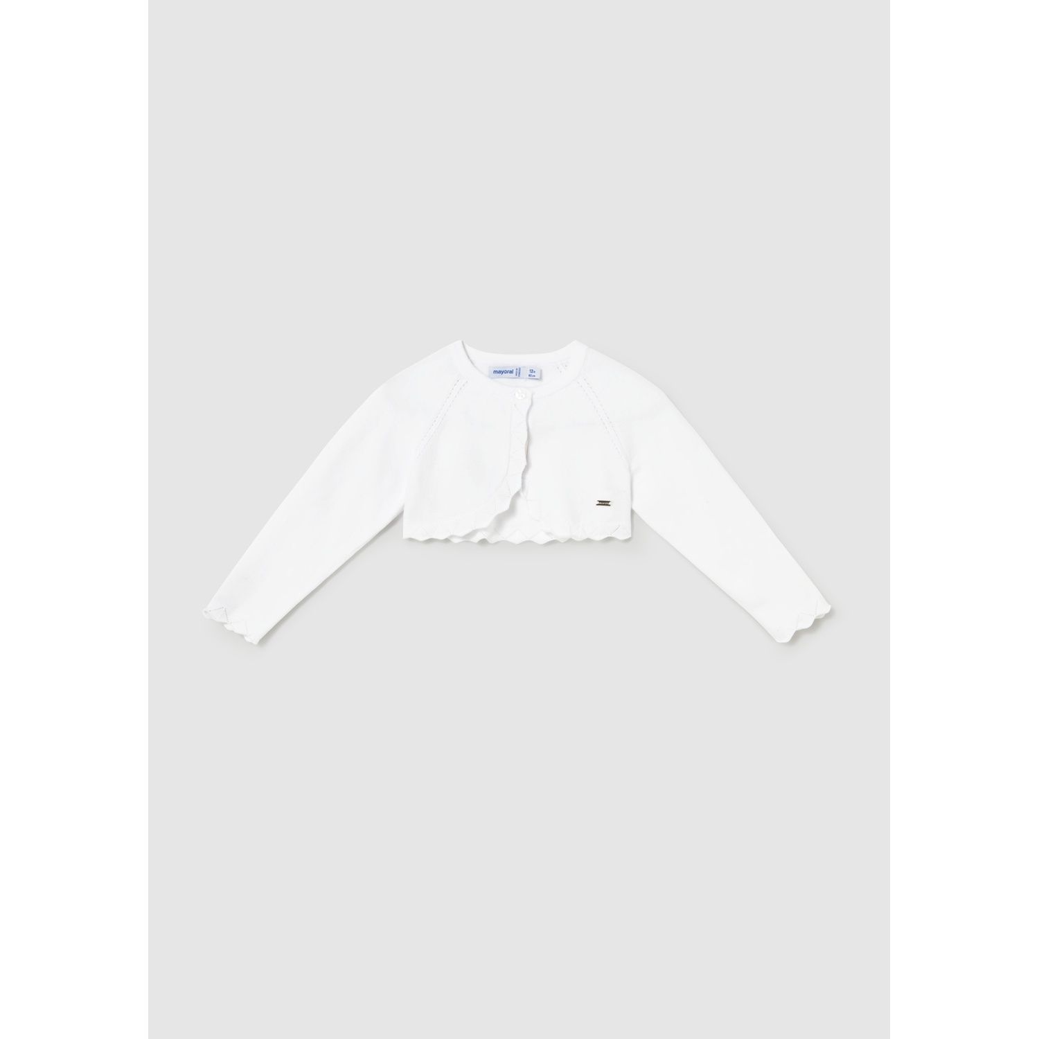 WHITE KNIT BOLERO CARDIGAN EDGE TRIM / 306-086