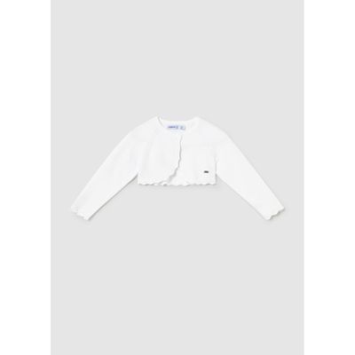WHITE KNIT BOLERO CARDIGAN EDGE TRIM / 306-086
