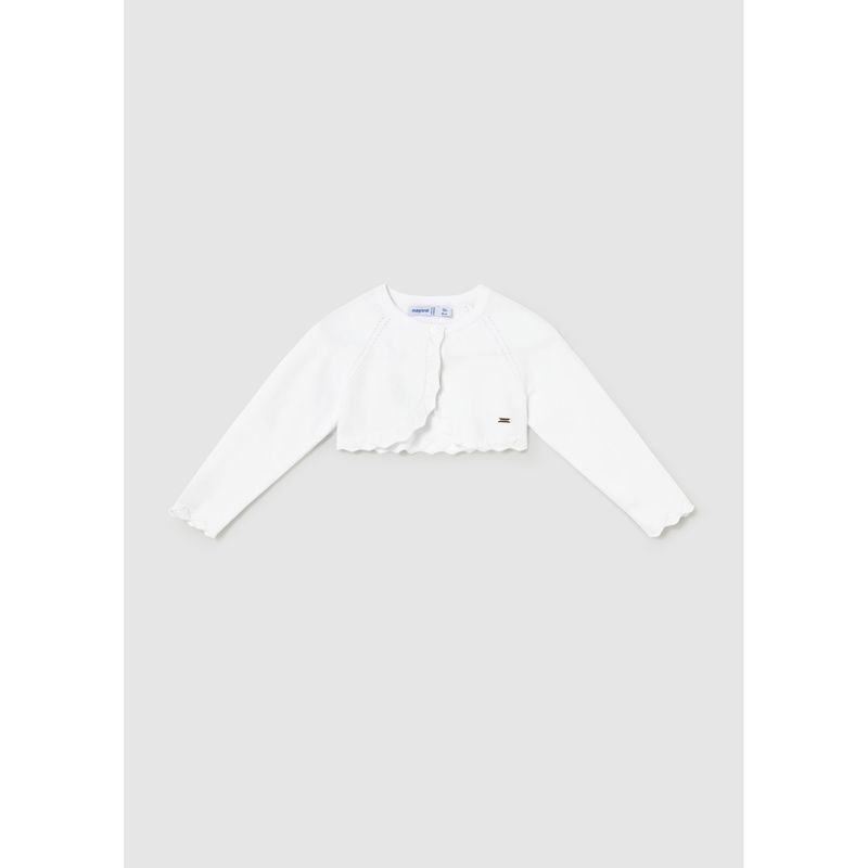 WHITE KNIT BOLERO CARDIGAN EDGE TRIM / 306-086