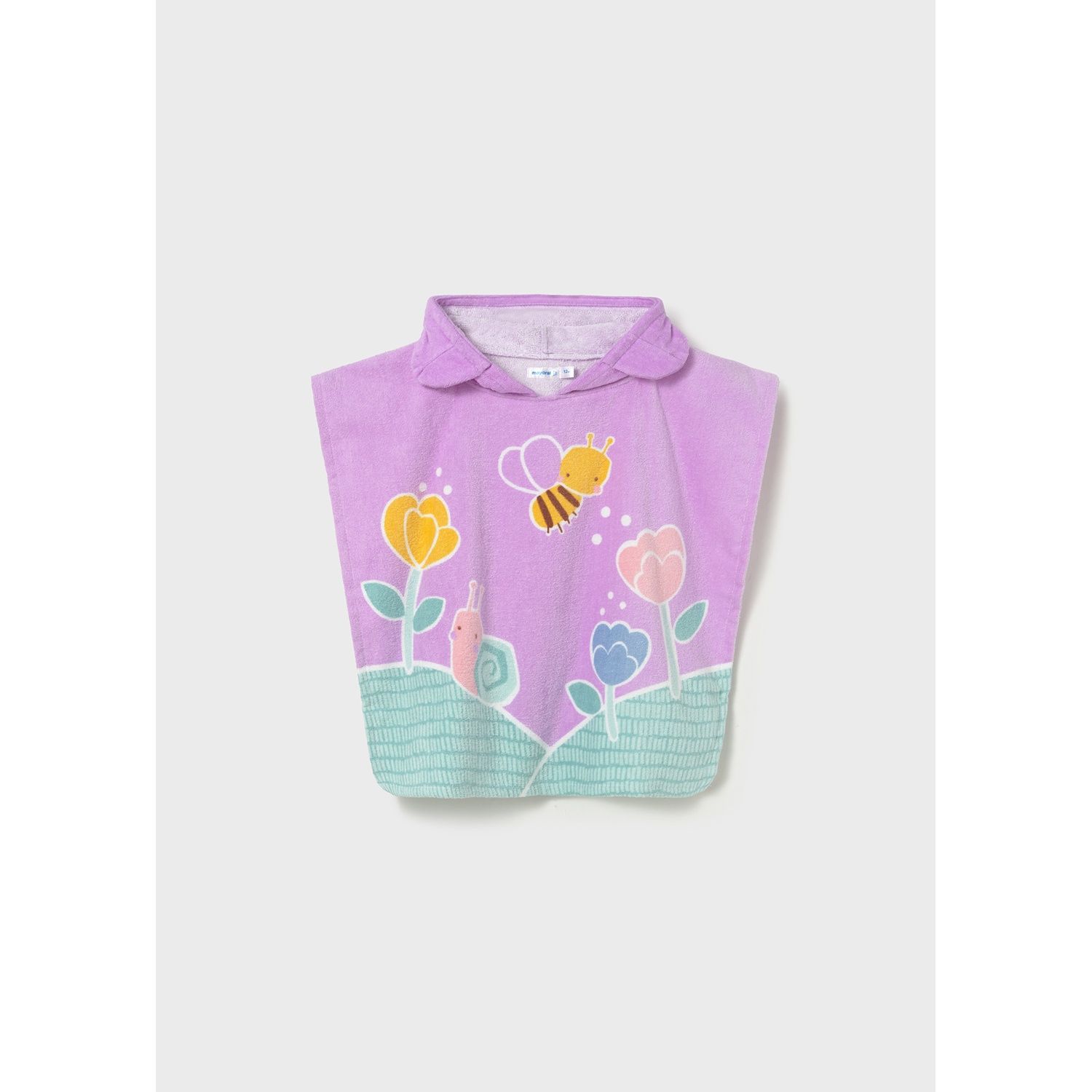 LILAC TOWEL COVERUP HOODED FLOWER & BEE PRINT / 10.165-068