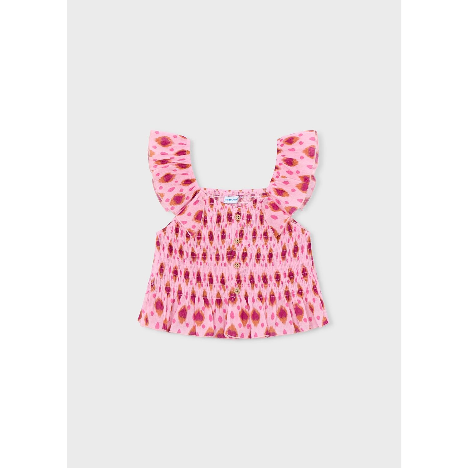 PINK PRINTED TOP RUFFLE STRAP / 3028-050