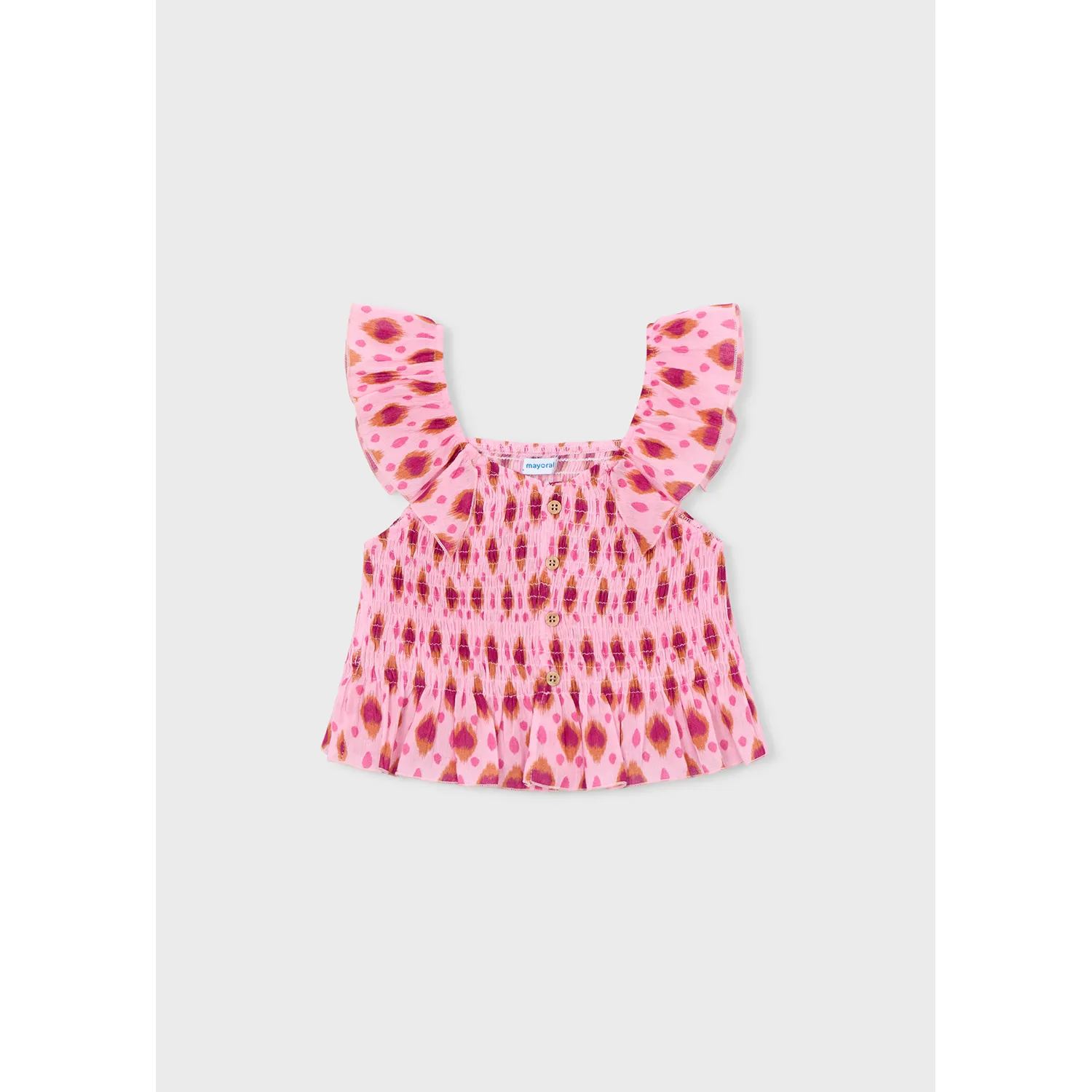 PINK PRINTED TOP RUFFLE STRAP / 3028-050