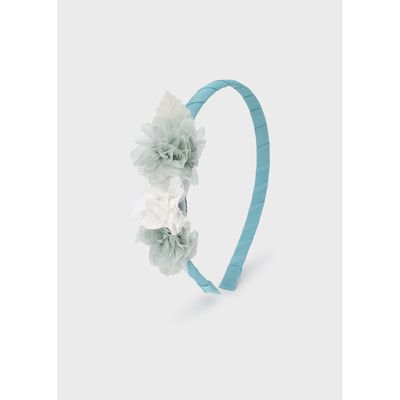MINT GREEN HARD HEADBAND FLOWER TRIM / 10198-035