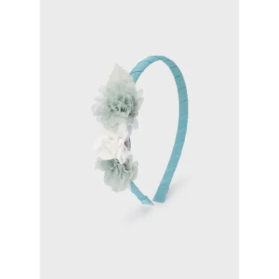 MINT GREEN HARD HEADBAND FLOWER TRIM / 10198-035