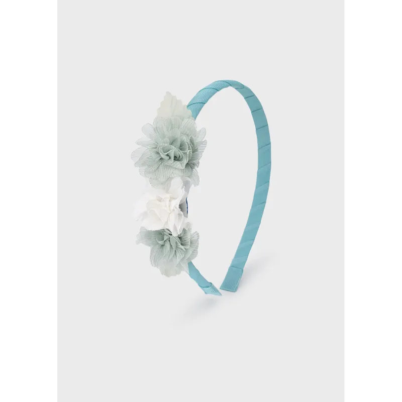 MINT GREEN HARD HEADBAND FLOWER TRIM / 10198-035
