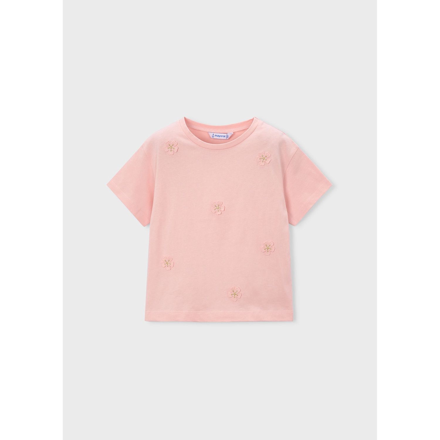 BLOSSOM PINK TSHIRT EMBROIDED FLOWER APPLIQUE / 3013-012