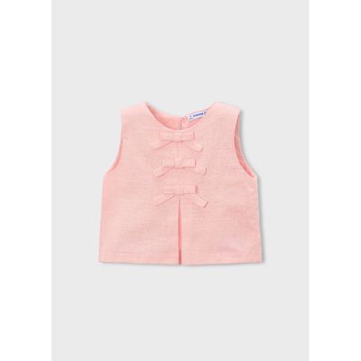 ROSE TOP 3BOWS TRIM SLEEVELESS / 3024-027