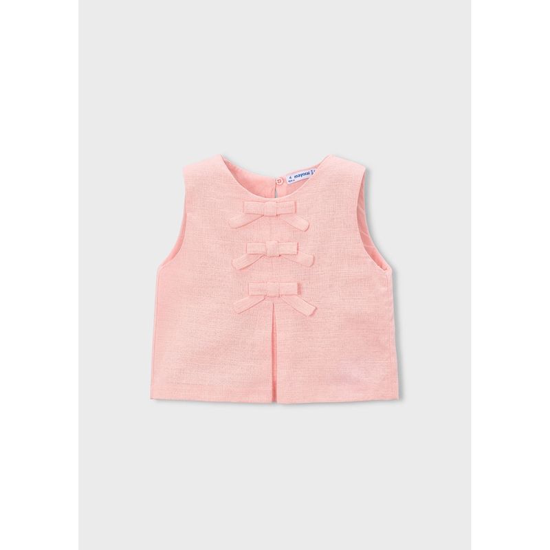 ROSE TOP 3BOWS TRIM SLEEVELESS / 3024-027