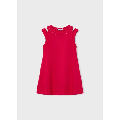 RED KNIT DRESS SLEEVELESS / 3938-091