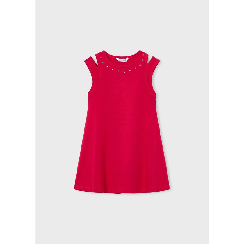 RED KNIT DRESS SLEEVELESS / 3938-091