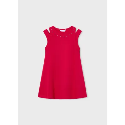 RED KNIT DRESS SLEEVELESS / 3938-091