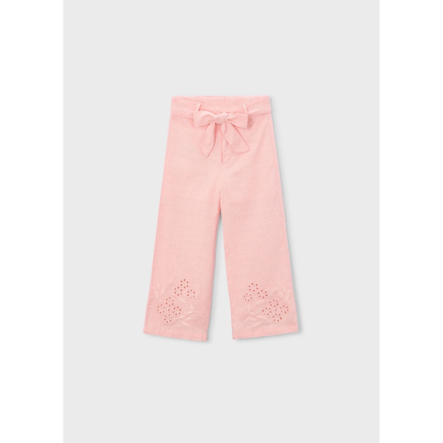 ROSE LINEN PANT CUTOUT & EMBROIDERED LEG TRIM / 3585-017