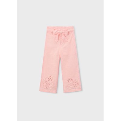 ROSE LINEN PANT CUTOUT & EMBROIDERED LEG TRIM / 3585-017