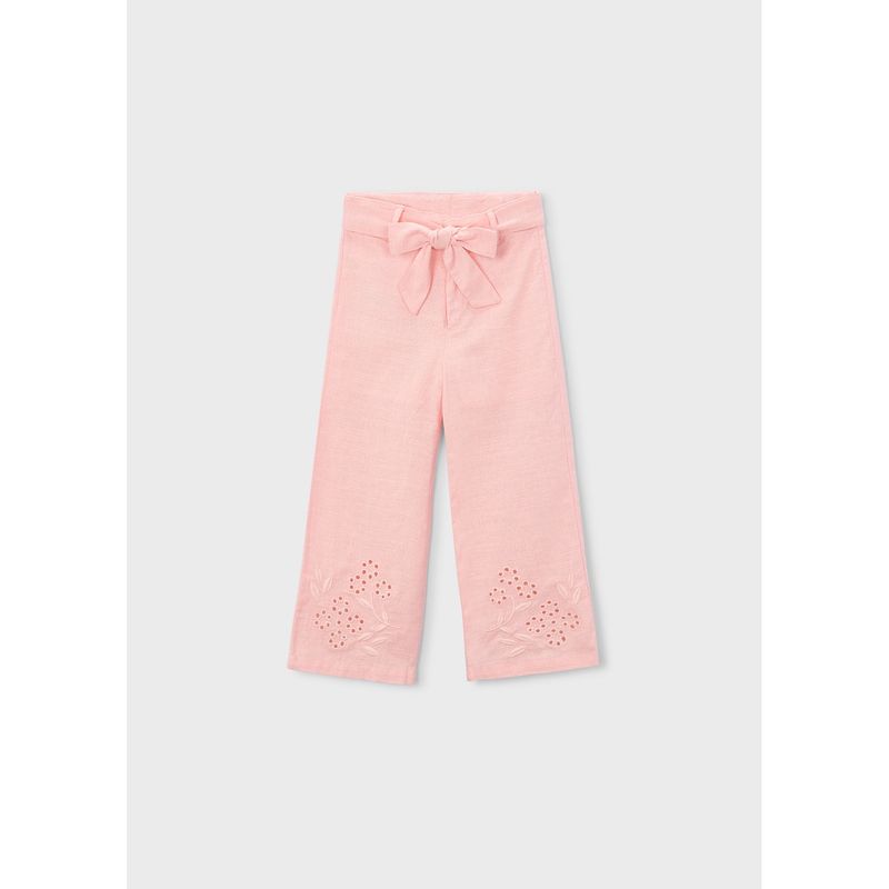 ROSE LINEN PANT CUTOUT & EMBROIDERED LEG TRIM / 3585-017