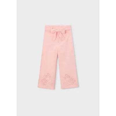 ROSE LINEN PANT CUTOUT & EMBROIDERED LEG TRIM / 3585-017