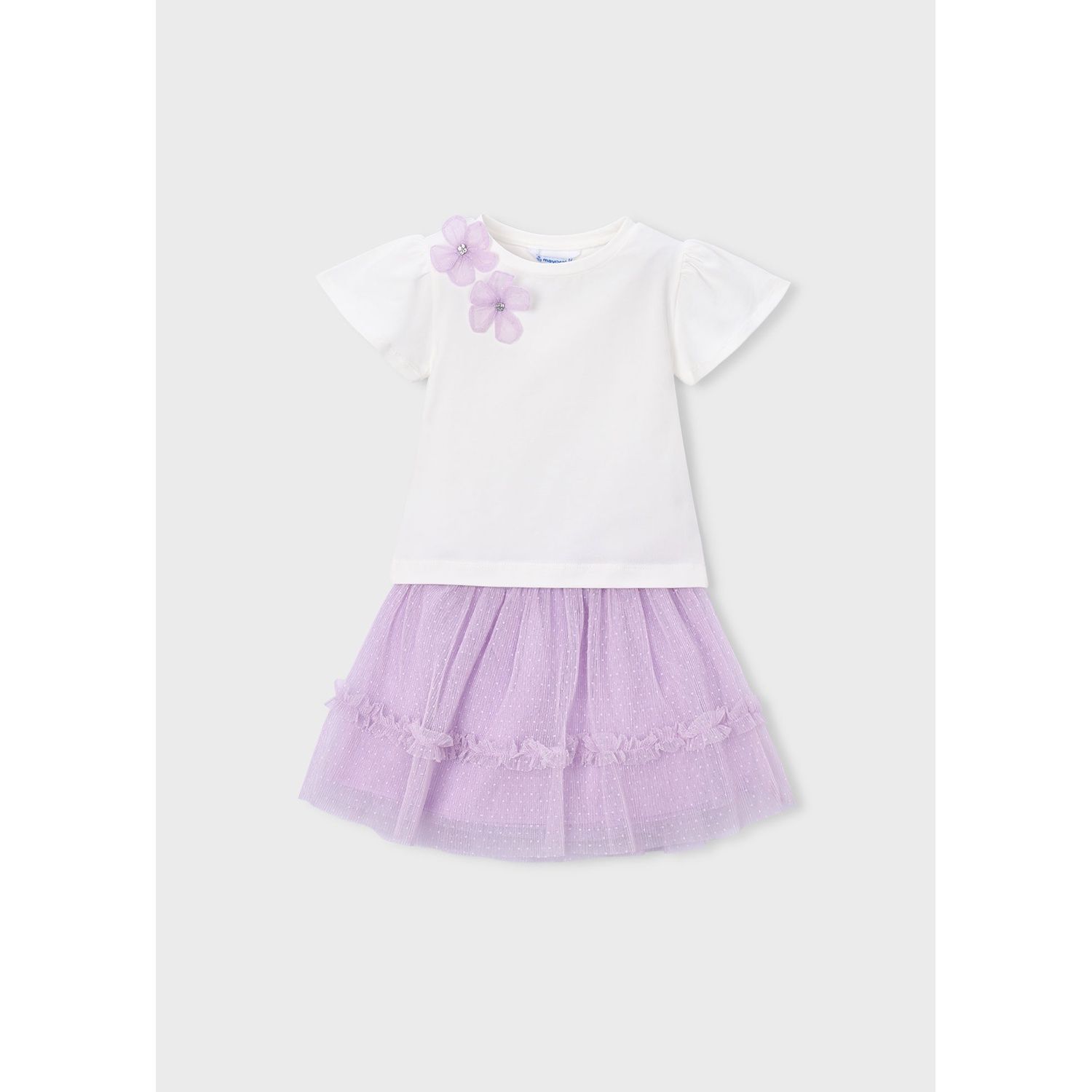 2PC MAUVE & CREAM TULE SKIRT SET / 3946-081
