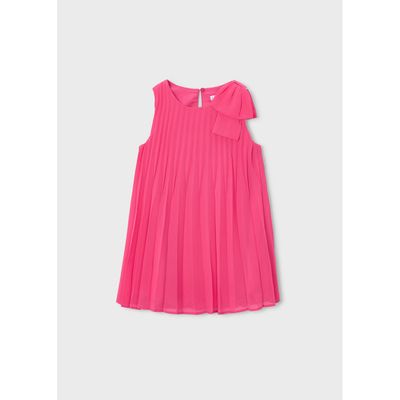 CORAL PINK PLEATED DRESS BOW SHOULDER TRIM / 3920-087