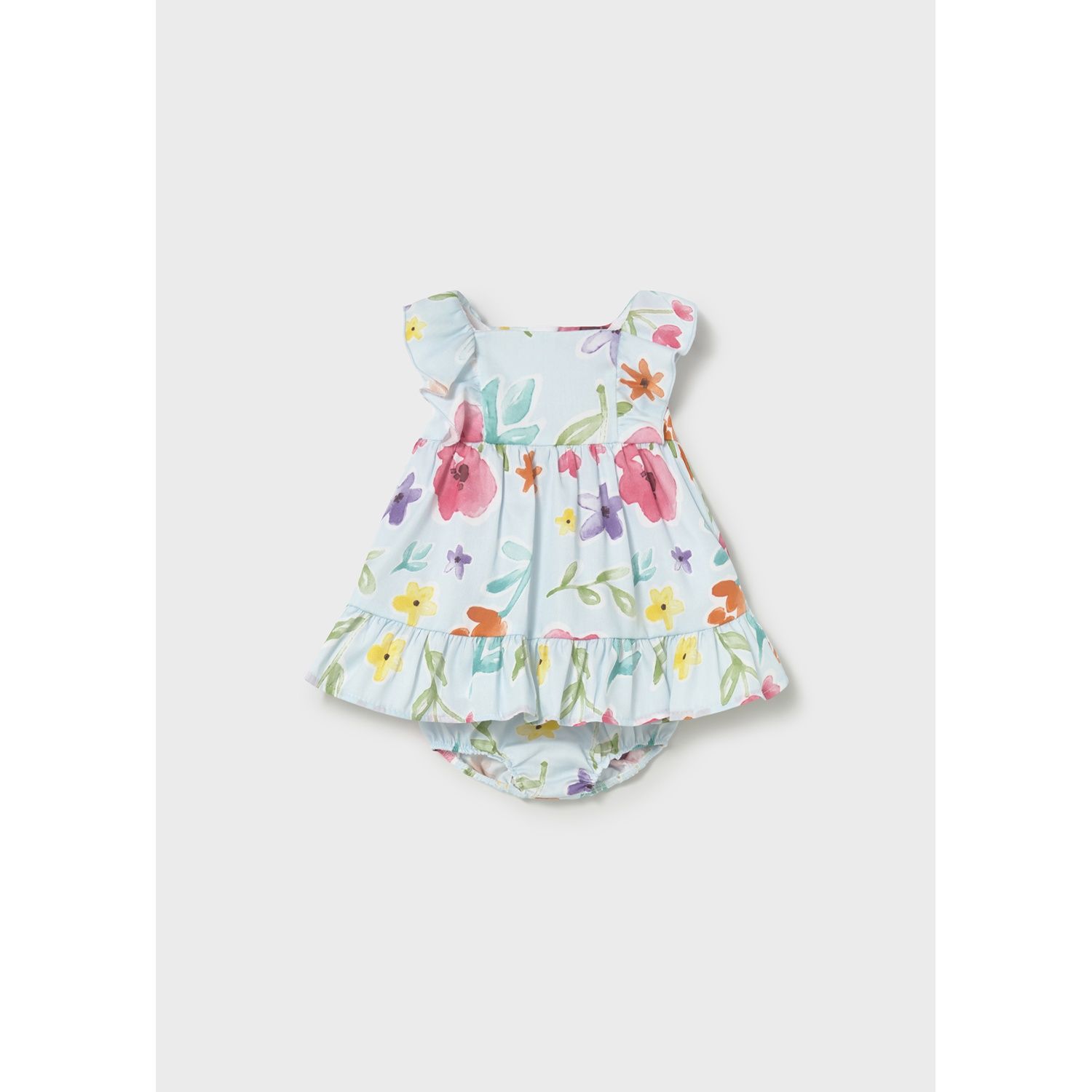 2PC BLUE FLORAL PRINT DRESS & PANTIES / 1812-023