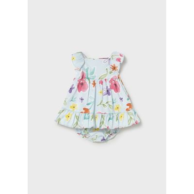 2PC BLUE FLORAL PRINT DRESS & PANTIES / 1812-023