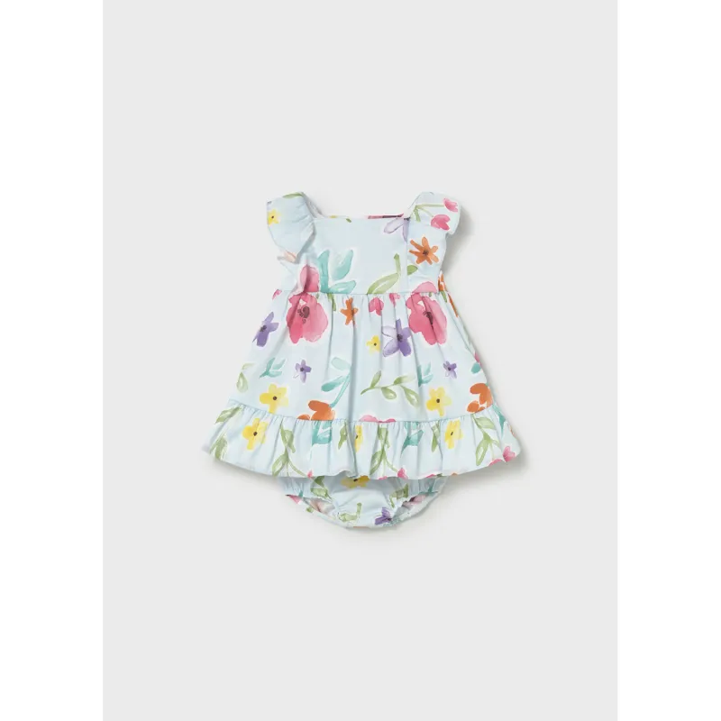 2PC BLUE FLORAL PRINT DRESS & PANTIES / 1812-023