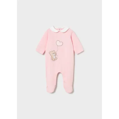 ROSE SLEEPER WHT COLLAR BEAR APPLIQUE / 1743-096