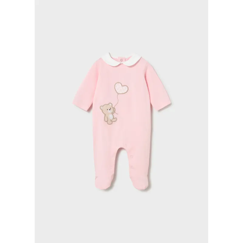 ROSE SLEEPER WHT COLLAR BEAR APPLIQUE / 1743-096