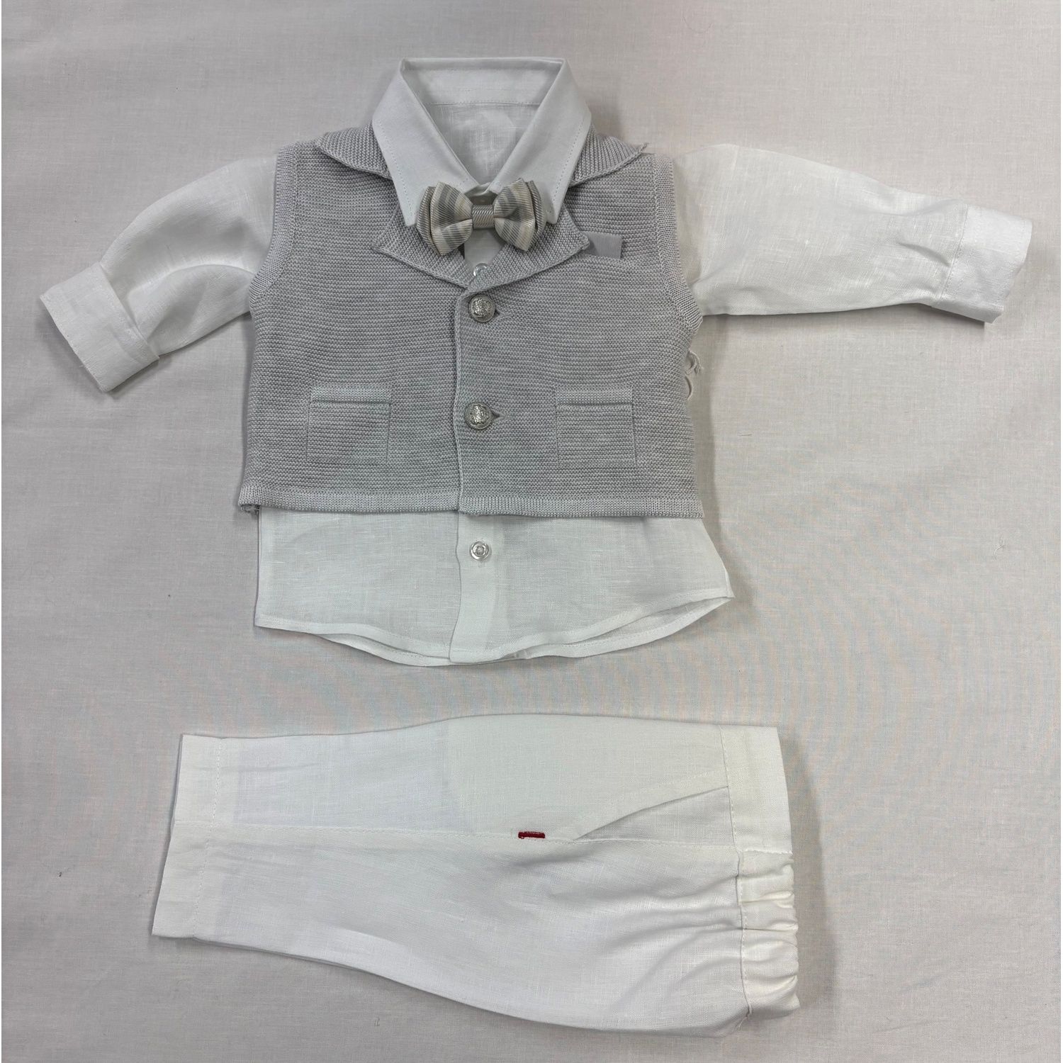 4PC WHITE & GREY KNIT VEST SET / 201991