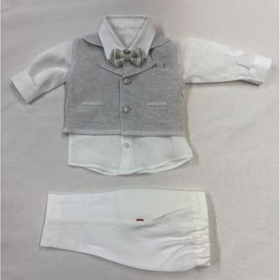 4PC WHITE & GREY KNIT VEST SET / 201991