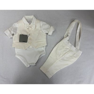 4PC CREAM VEST ONZIE SHIRT & PANT BOWTIE / B3419/BE/BY