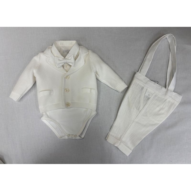 3PC KNIT CARDIGAN SHIRT ONZIE PANT & BOWTIE / B3416/BE/BYWHITE