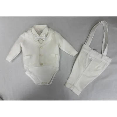 3PC KNIT CARDIGAN SHIRT ONZIE PANT & BOWTIE / B3416/BE/BYWHITE