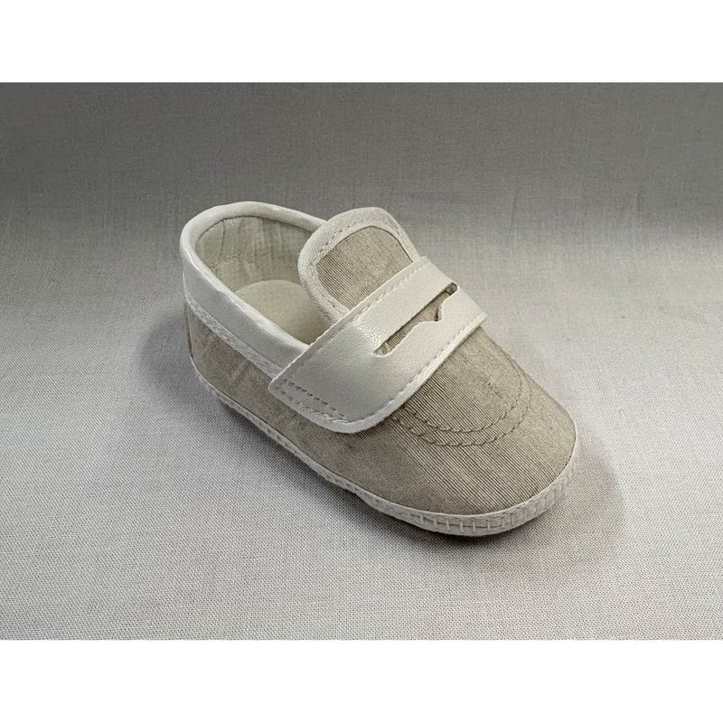 BEIGE SLIP ON SHOE WHITE LEATHER TRIM  / AP2635/SC/81