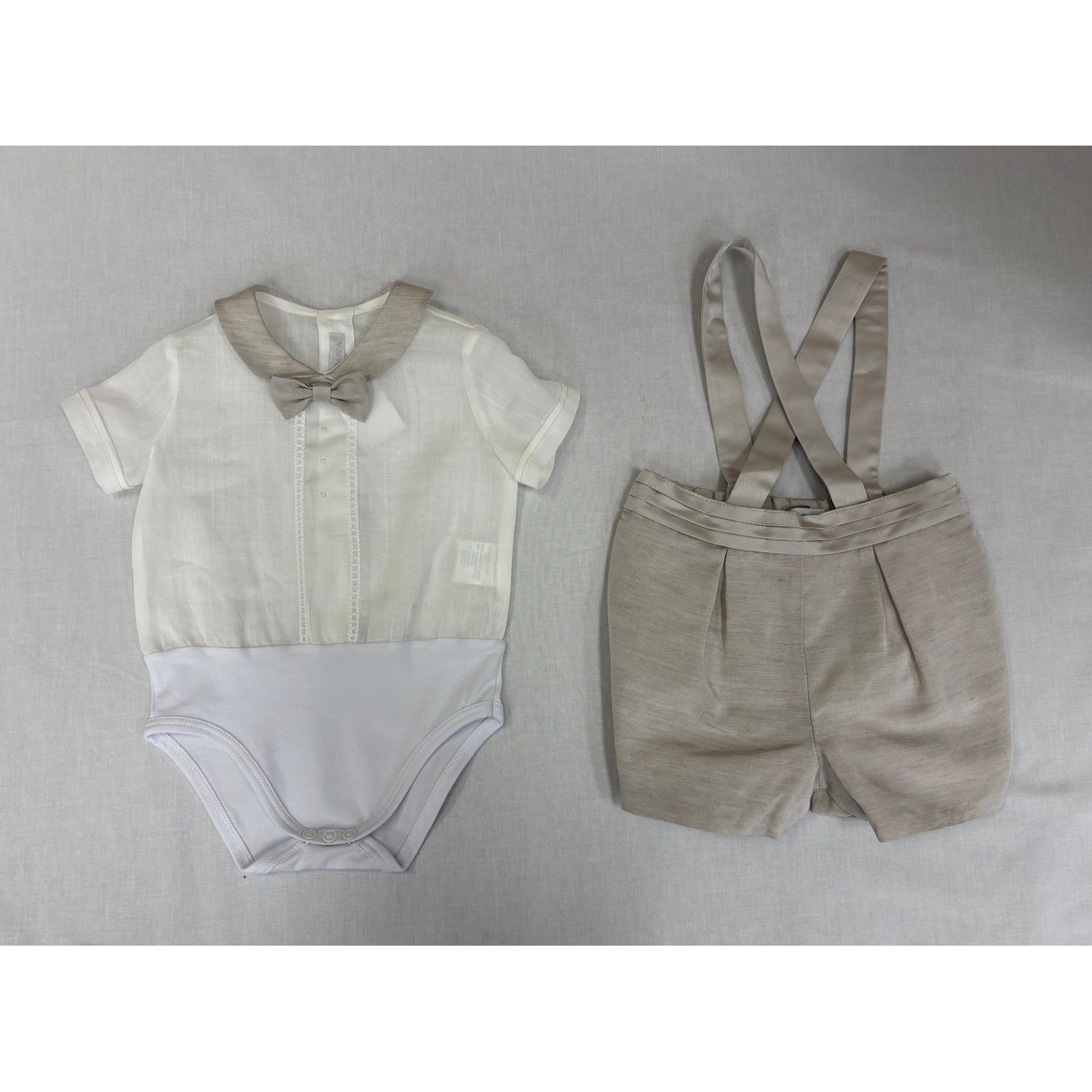 2PC TAUPE SHORT SET CREAM ONZIE SHIRT / G3438/BE/BR/BY/935