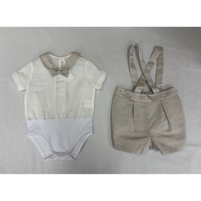 2PC TAUPE SHORT SET CREAM ONZIE SHIRT / G3438/BE/BR/BY/935