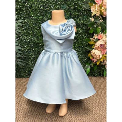 LIGHT BLUE TAFFETA DRESS COLLAR FLOWER APPPLIQUE / L3452-55