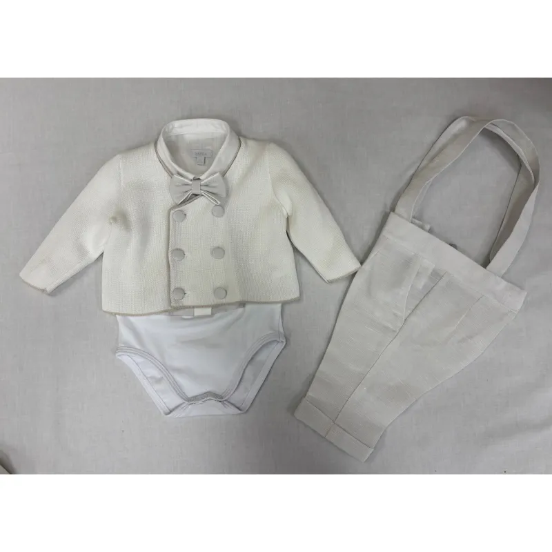4PC LIGHT GREY KNIT CARDIGAN ONZIE TOP PANT & BOWTIE / G3442/BE/BY-1024 4PC LIGHT GREY KNIT CARDIGAN ONZIE TOP PANT & BOWTIE / G3442/BE/BY-1024
