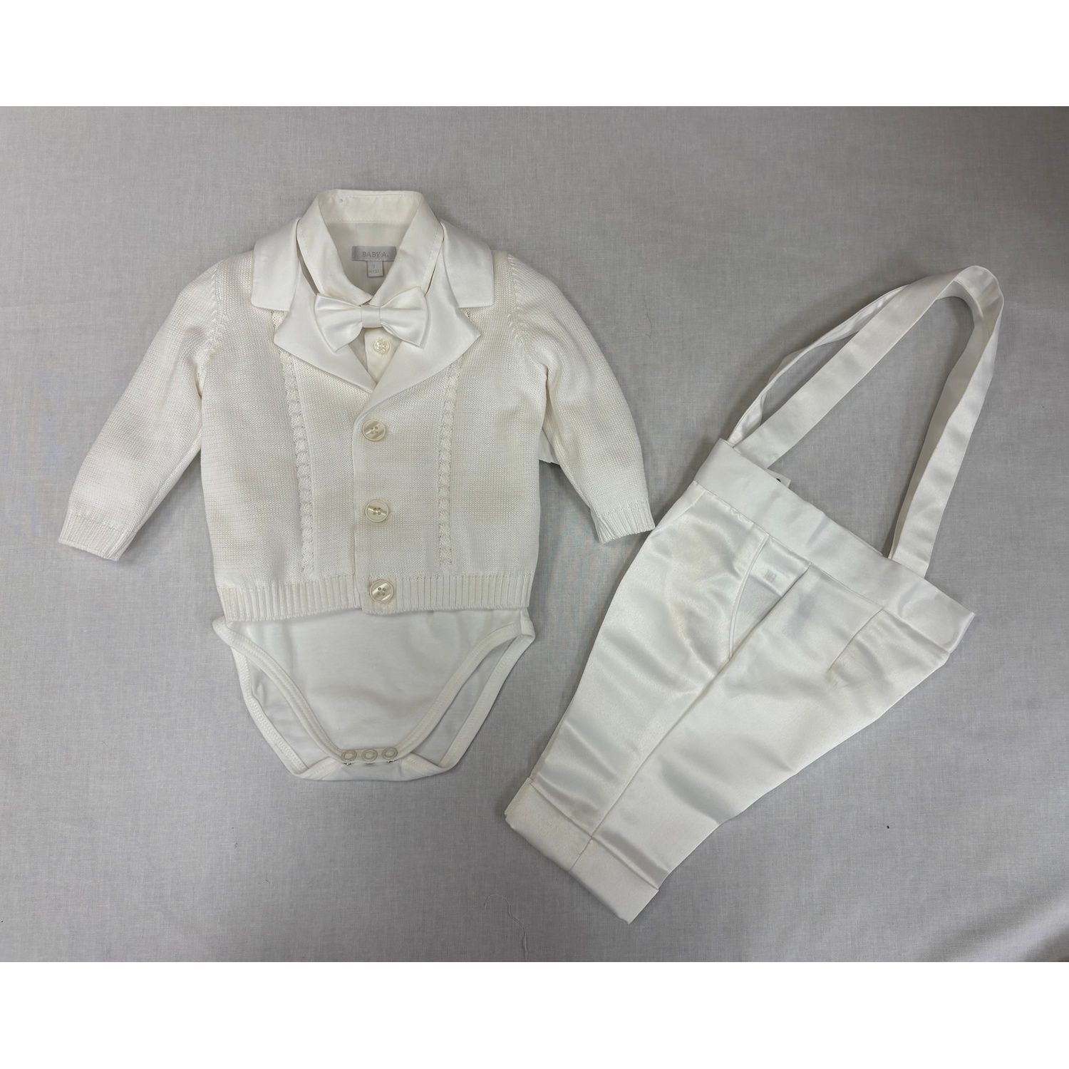 4PC CARDIGAN ONZIE TOP & SATIN PANT BOWTIE / A3406/BE/BY-90R