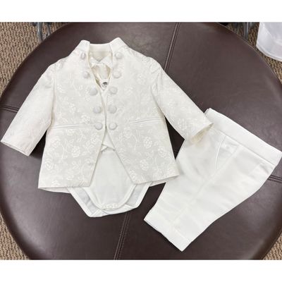 5PC WHITE BROCADELIKE JACKET &TIE-VEST-ONZIE SHIRT-PANT / B3415/G/BY-412