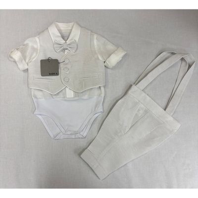 4PC LIGHT GREY VEST SET CREAM ONZIE TOP TEXTURED / C3421/BE/BY