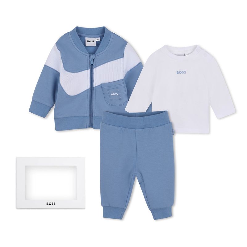 BLUE & WHITE 3PC TRACKSUIT BOSS LOGO POCKET / J53306-81N