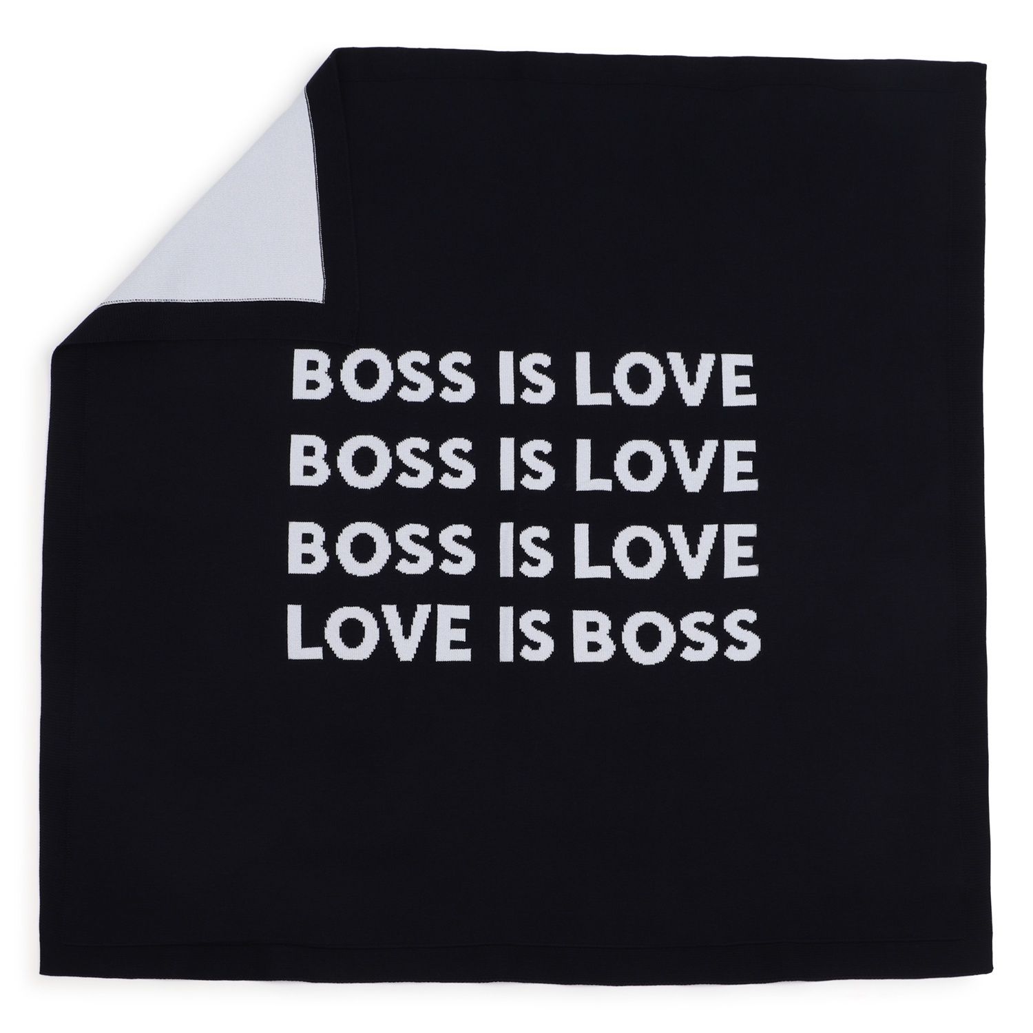 NAVY KNIT BLANKET BOSS IS LOVE PRINT / J53570-849