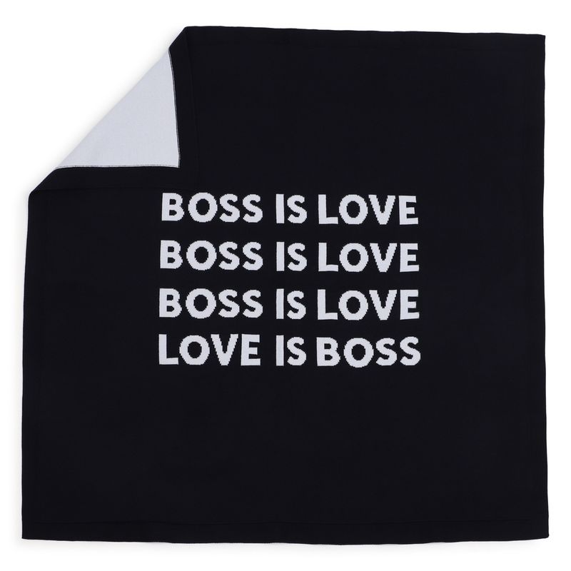 NAVY KNIT BLANKET BOSS IS LOVE PRINT / J53570-849